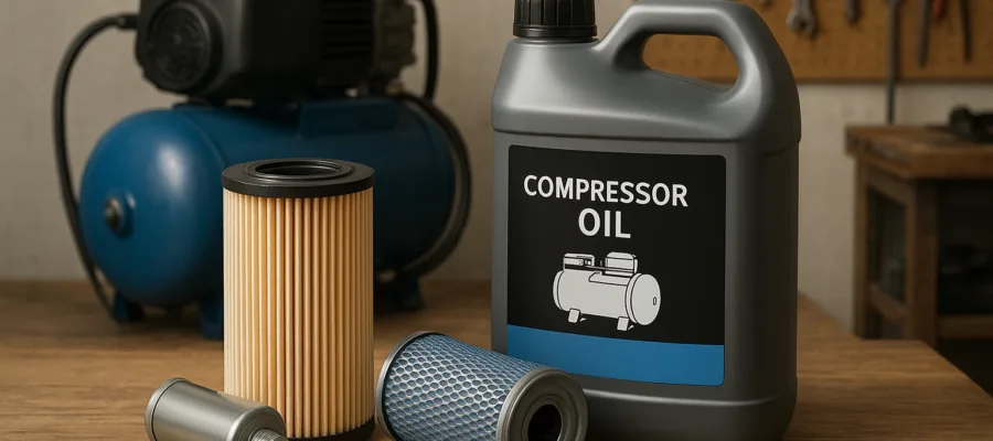 Wartungszubehoer fuer Kompressoren: Filter, Oel und Ersatzteile richtig auswaehlen