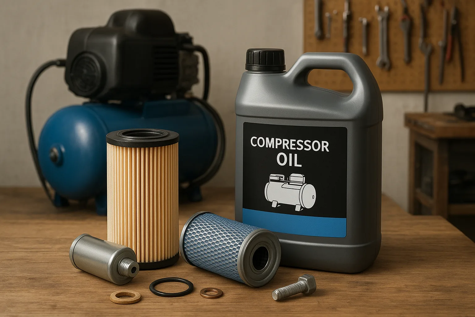 Wartungszubehoer fuer Kompressoren: Filter, Oel und Ersatzteile richtig auswaehlen
