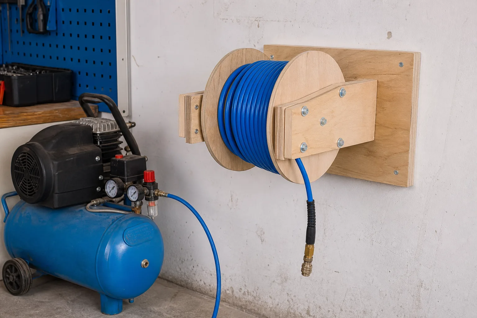 Kompressor-Schlauchaufroller selber bauen: Praktische DIY-Loesung